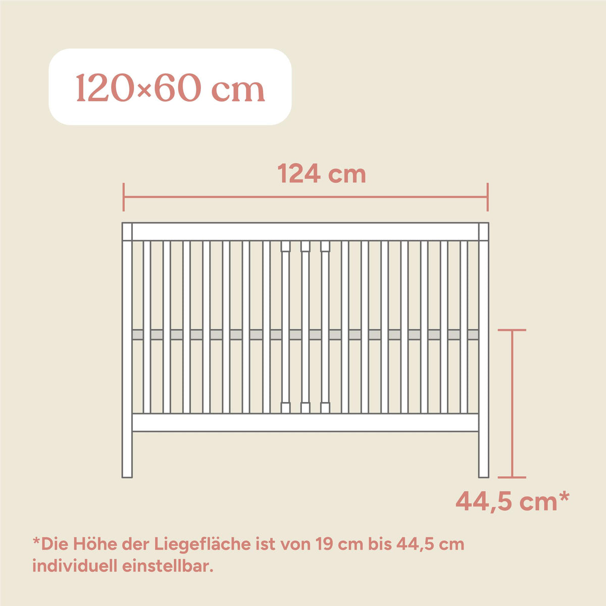 Babybett Pur | 60x120 cm | Hellgrau