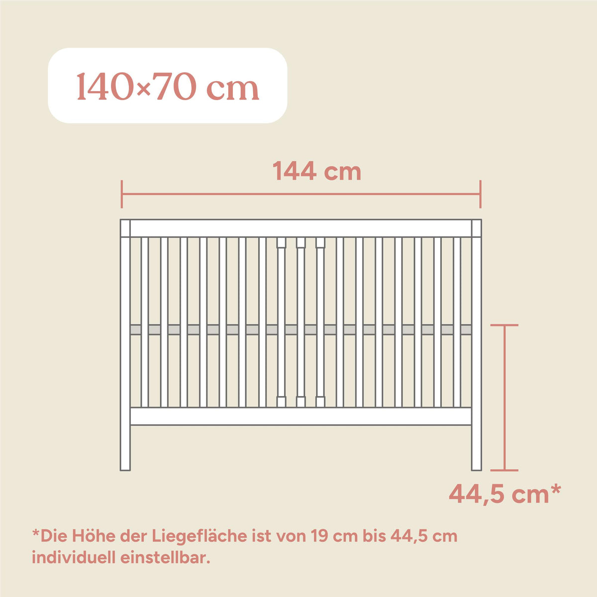 Babybett Pur | 70x140 cm | Weiß