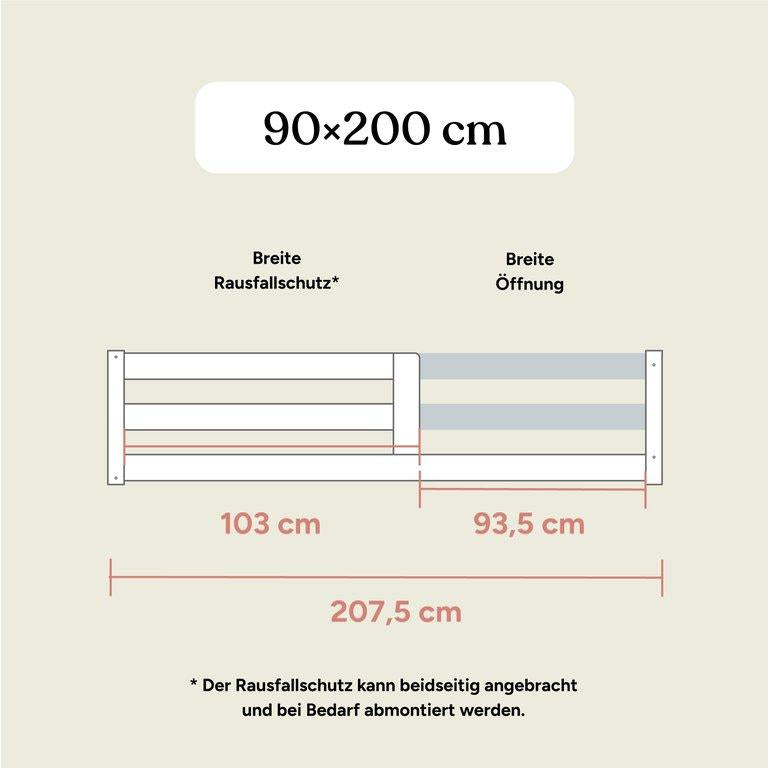 Bodenbett Sona | 90x200 cm | Kiefer Natur