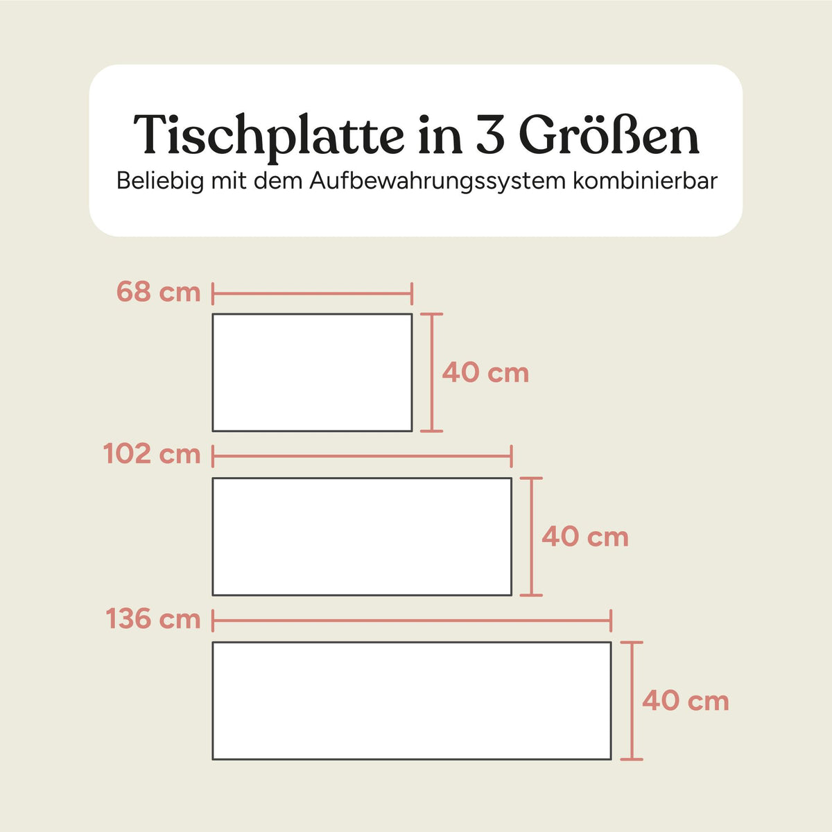Tischplatte Aufbewahrungssystem | Kiefer Natur | 68 cm