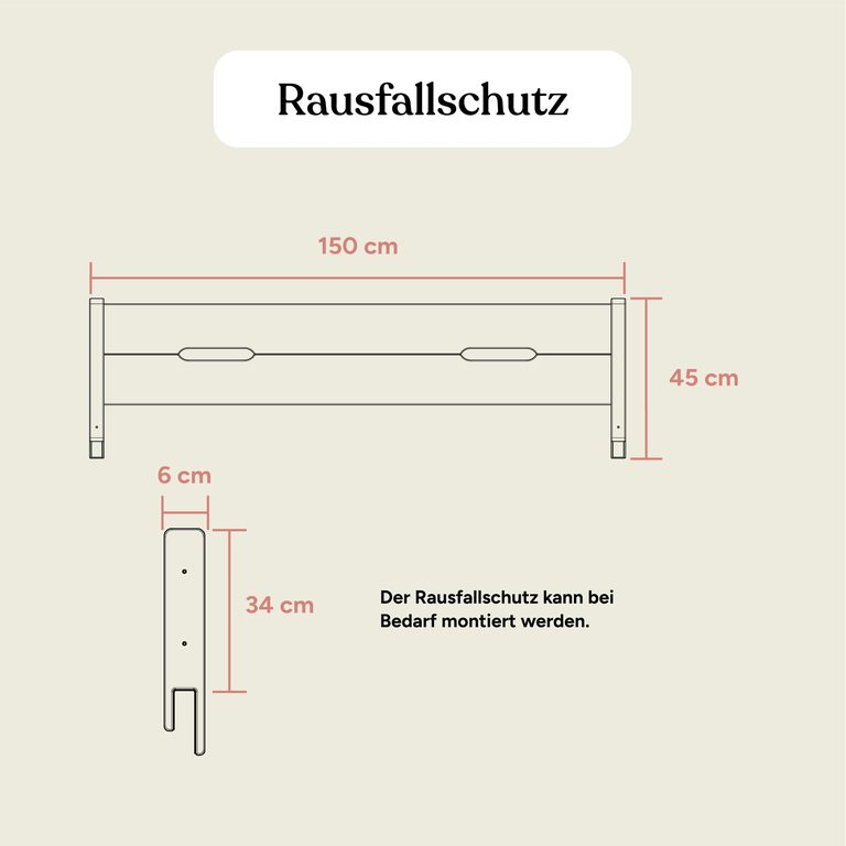 Familienbett | Esche Natur geölt | Rausfallschutz