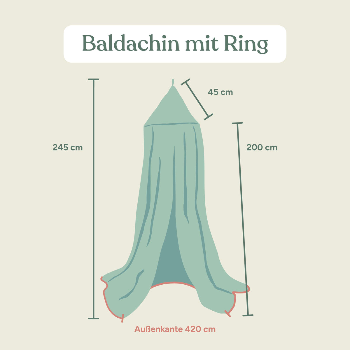 Baldachin mit Ring | Hellgrau