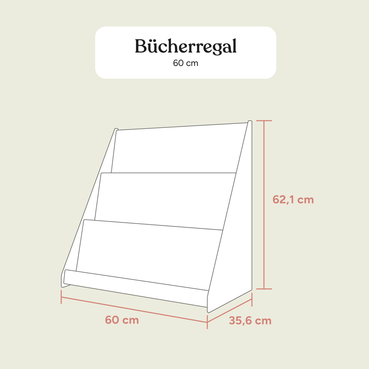 Bücherregal | Kiefer Natur | 60 cm