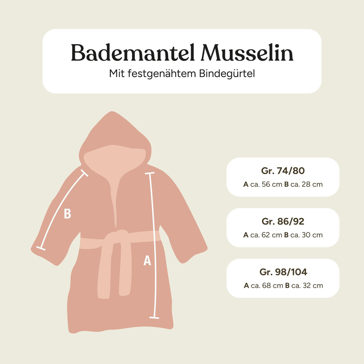 Bademantel Musselin | Beige | 74/80