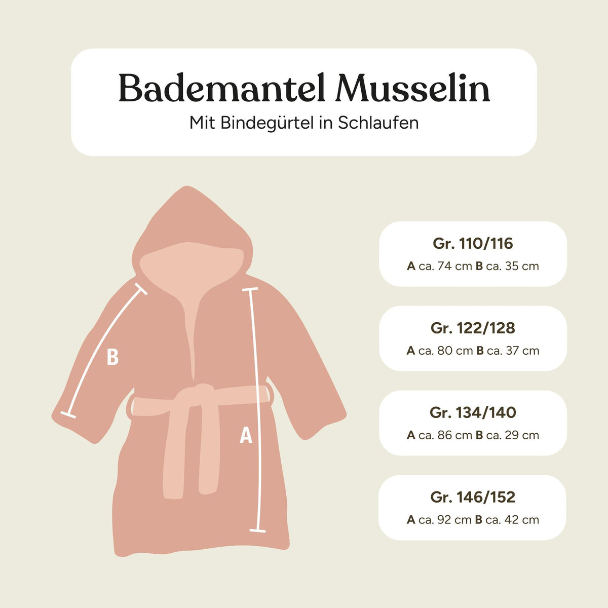 Bademantel Musselin | Beige | 86/92