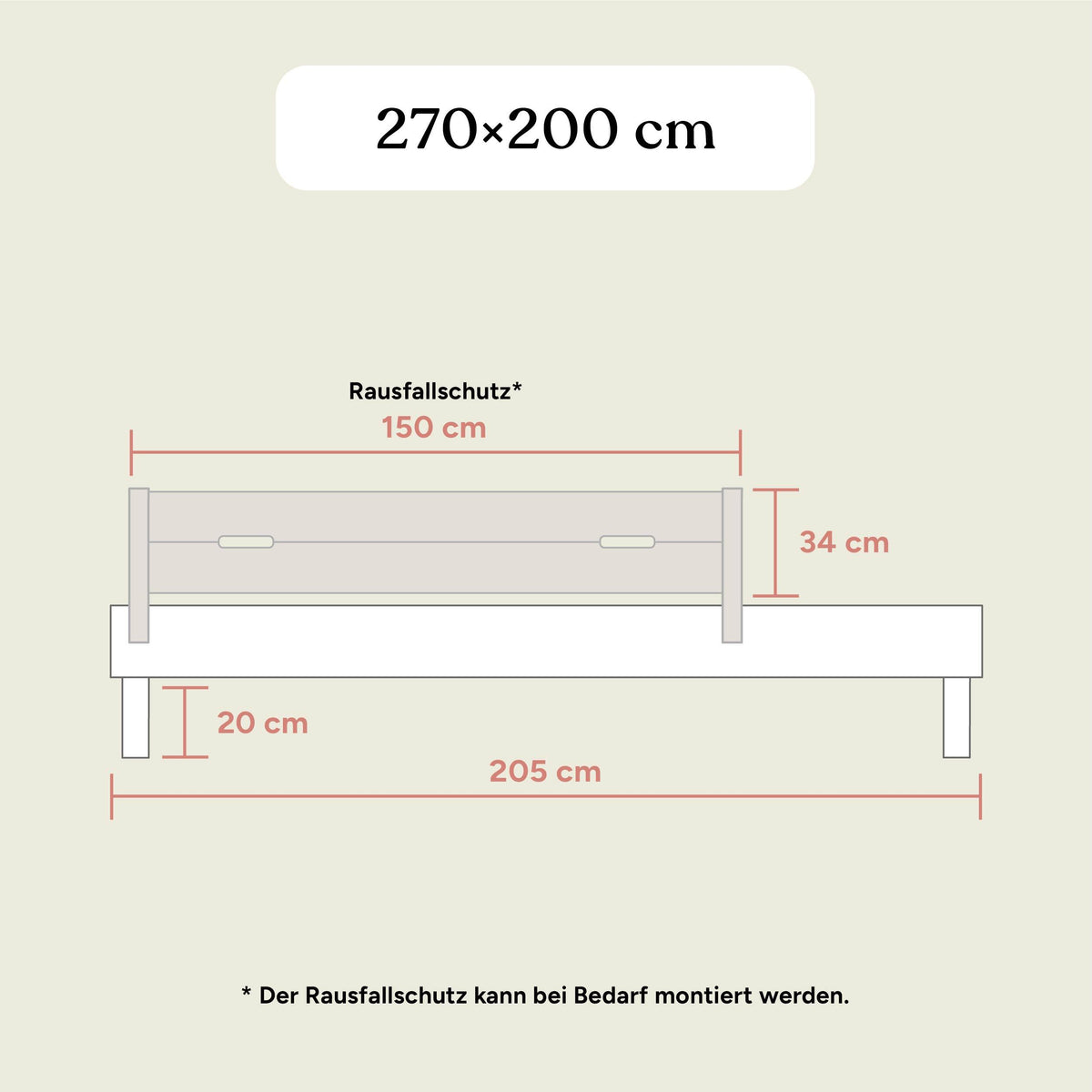 Familienbett Plano | Kiefer Natur | 270x200 cm
