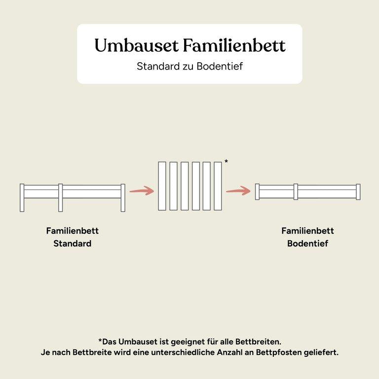 Familienbett Kiefer Transparent | Umbauset 180+90 cm | Bodentief