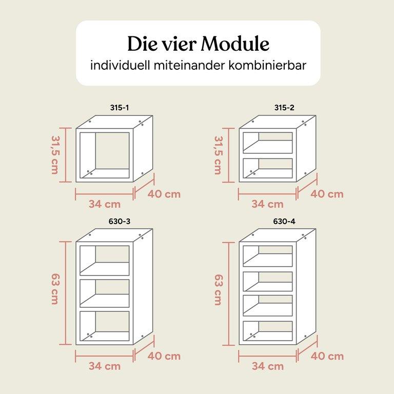 Aufbewahrungssystem | Buche Natur | 63 cm | 3 Fächer