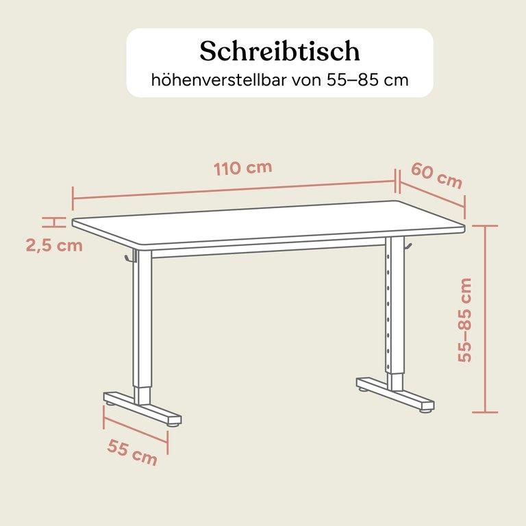 Schreibtisch Rosa | Tischplatte Eiche Transparent