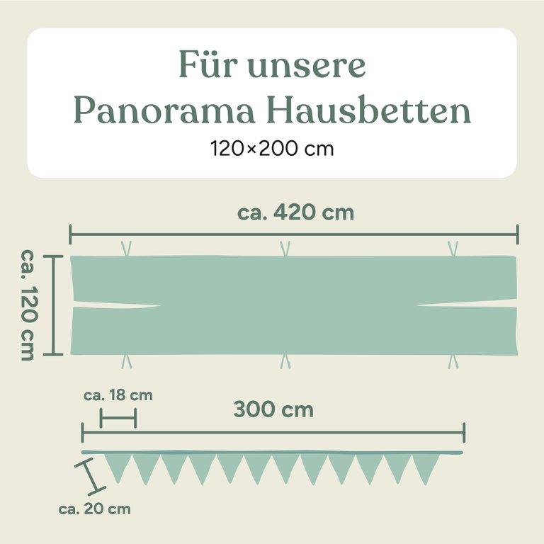 Betthimmel-Set für Panorama Hausbett | Hellgrau | 90x420 cm