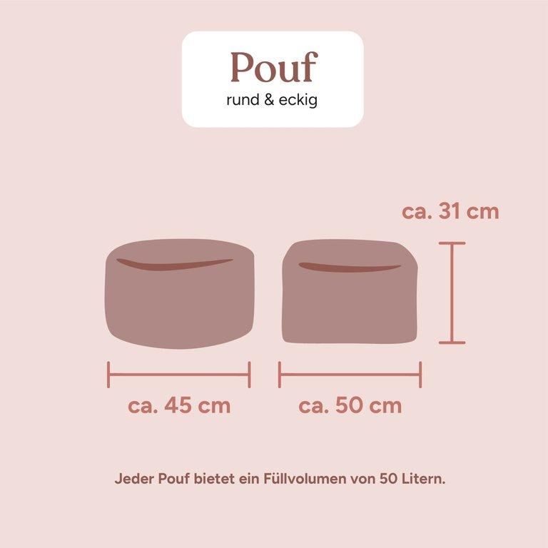 Sitzsack Pouf rund | Cord Rosé | 45x45x31 cm