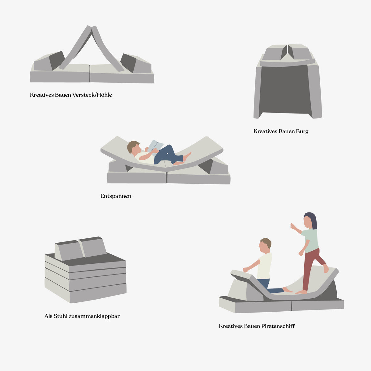 Spielsofa | Web Altrosa | 160 cm
