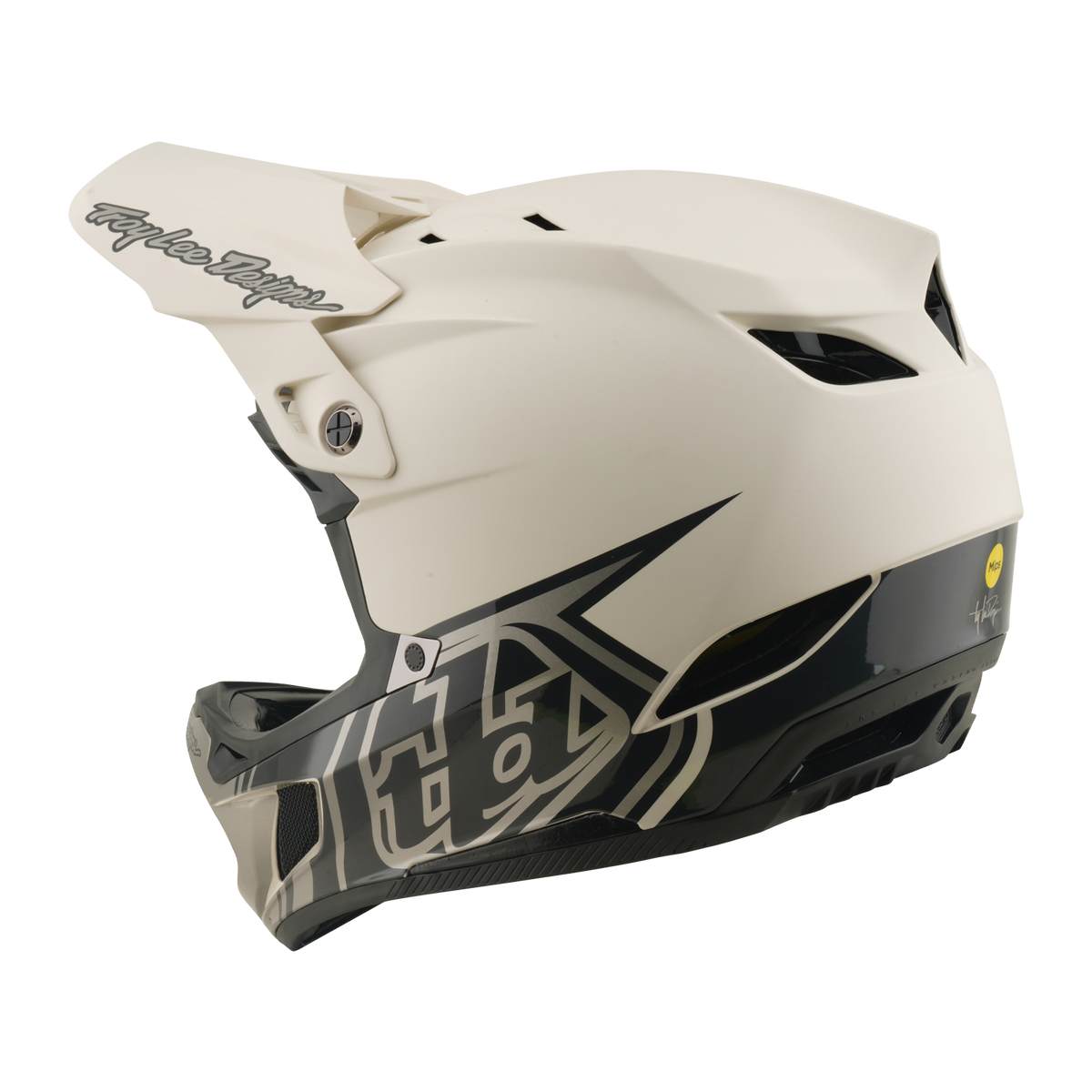 Casque VTT TROY LEE DESIGNS D4 COMPOSITE MIPS STEALTH PUMICE Blanc