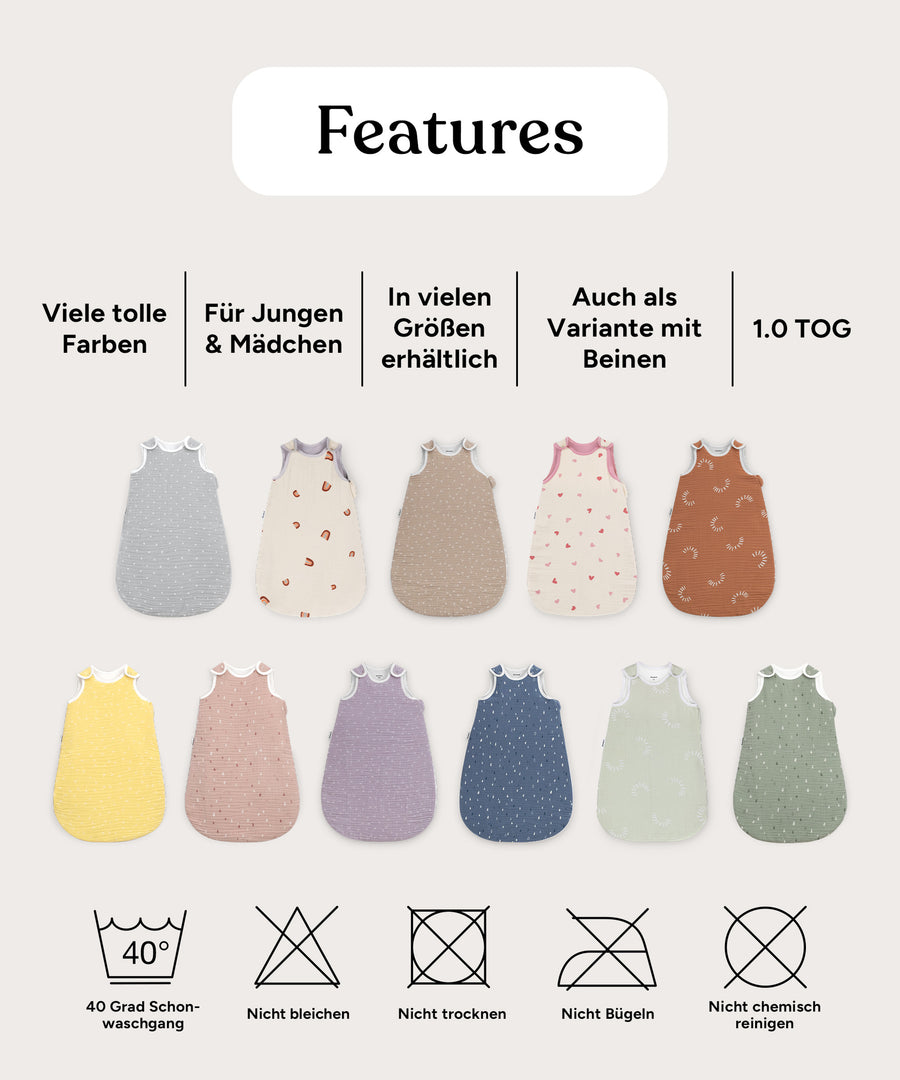 Babyschlafsack  |  Sommer 1.0 TOG  |  Musselin