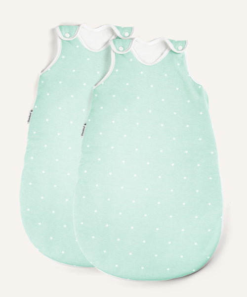 2er Bundle Ehrenkind Baby-ganzjahresschlafsack rund mint weisse Sterne.