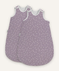 2er Bundle Ehrenkind Baby-Sommerschlafsack Rund in flieder mit Pusteblumen.