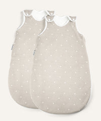 2er Bundle Ehrenkind Baby-Sommerschlafsack rund in taupe mit Sternen.