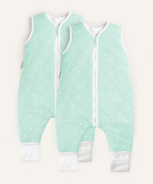 2er Bundle Ehrenkind Ganzjahresschlafsack mit Beinen in Mint mit weißen Sternen.