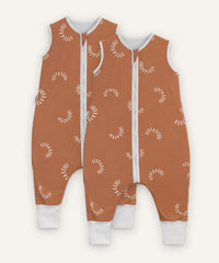 2er Bundle Ehrenkind Sommerschlafsack mit Beinen in zimt mit Muster.