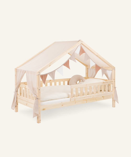 Ehrenkind Betthimmel-Set in Beige für das Panorama Hausbett.