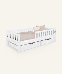 Ehrenkind Kinderbett Lille 90x200 weiß mit Schubladen