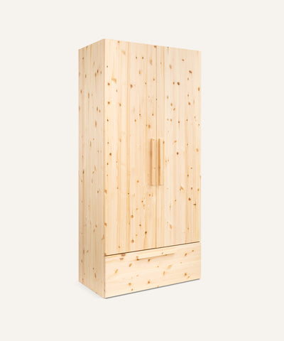 Ehrenkind Kleiderschrank Linia Kiefer 100cm Basis-Set mit Rollschublade.