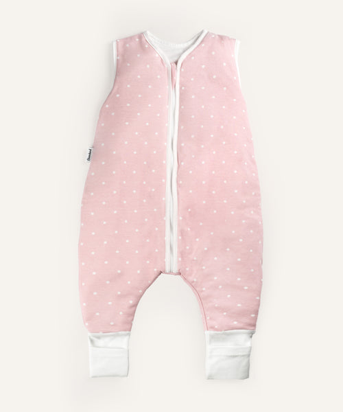 Schlafsack mit Beinen ganzjährig Rosa weiße Punkte.