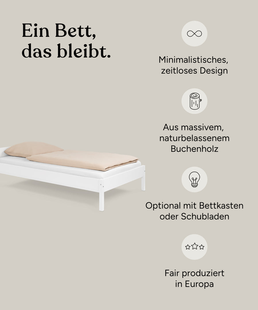 Vorteile Jugendbett Nova Standard Weiß.